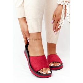 Klapki Na Koturnie Vinceza 21-17113 Czerwone czarne 2