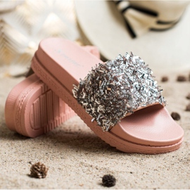 Seastar Klapki Z Kryształkami Fashion brązowe różowe srebrny 2