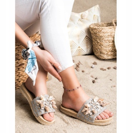 Seastar Klapki Na Platformie Z Muszlami beżowy szare 1