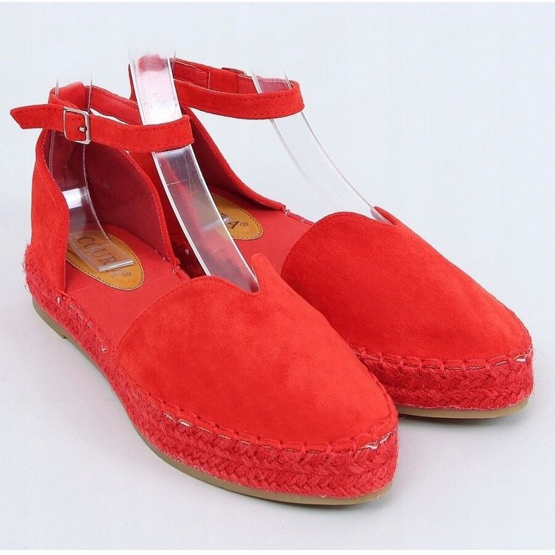 Espadryle damskie z wycięciem czerwone 1219 Red 1