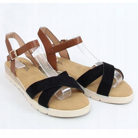 Sandałki damskie czarne 1031-15 Black brązowe 1