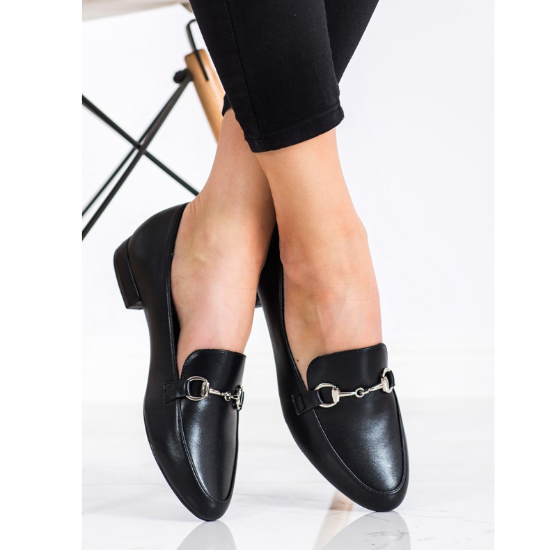 Sergio Leone Klasyczne Mokasyny Z Eko Skóry czarne 1