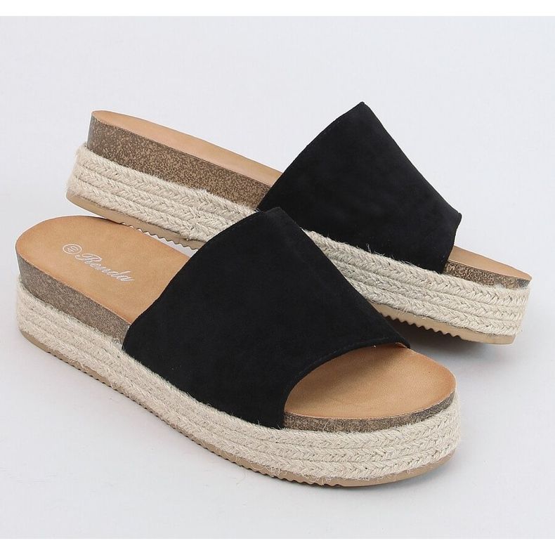 Klapki espadryle czarne 10-215 Black 1