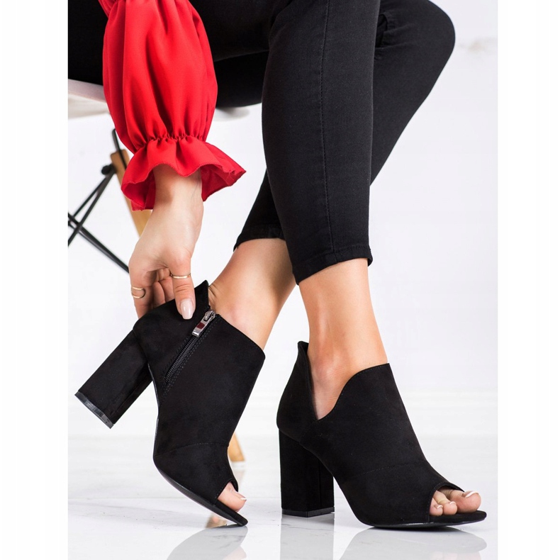 Wiosenne Botki Open Toe VINCEZA czarne 2