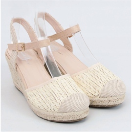 Espadryle na koturnie beżowe DZ8006 Beige beżowy ecru 1