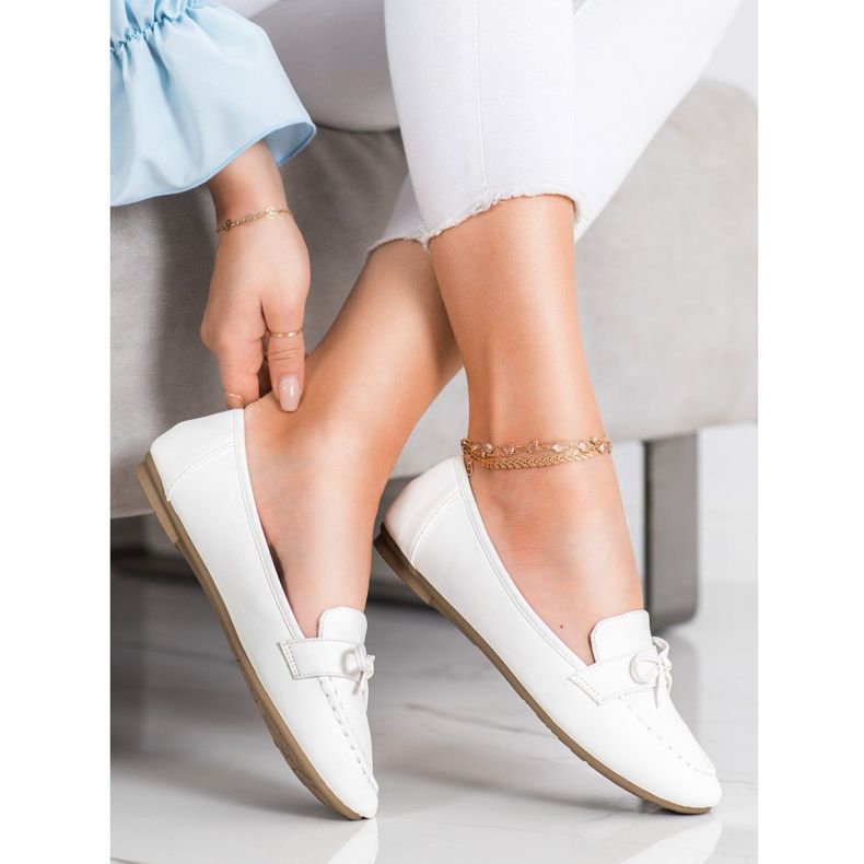 Diamantique Mokasyny Z Eko Skóry białe 1