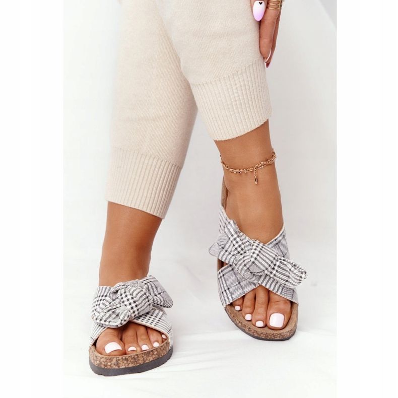 Klapki Na Korkowej Podeszwie Vinceza 20-30105 Szare W Kratę 2