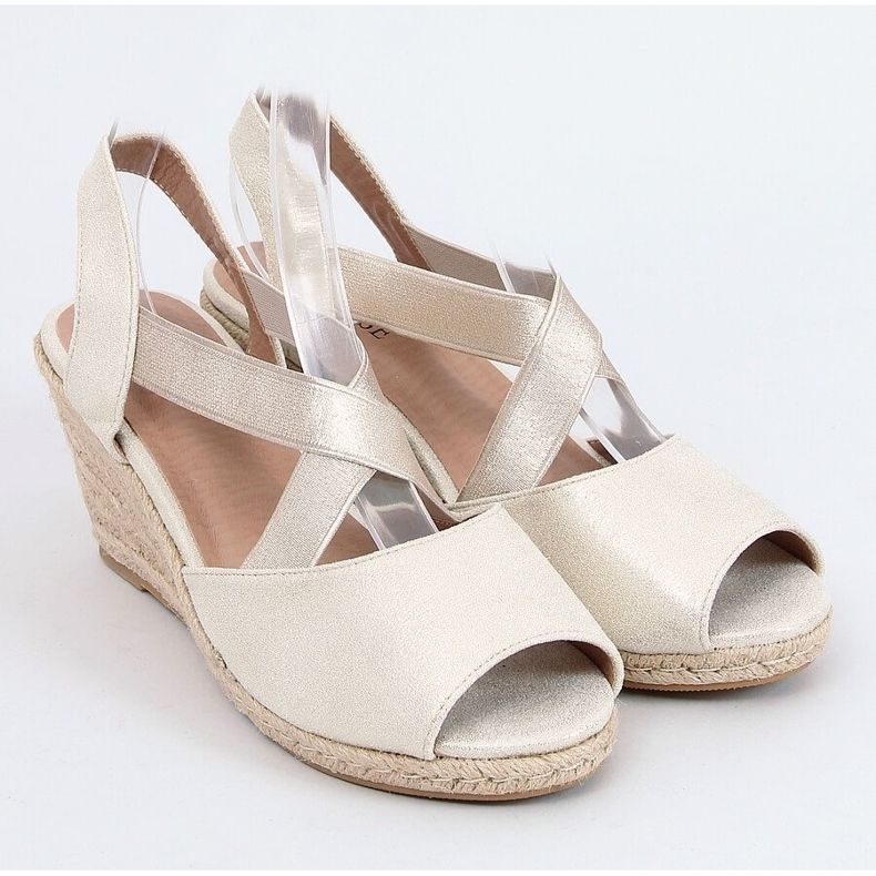 Sandałki espadryle na koturnie złote 9R38 Gold złoty 1