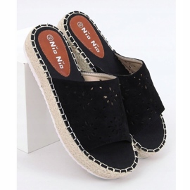 Klapki ażurowe espadryle czarne 99-62A Black 1