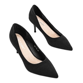 Czarne czółenka na szpilce z eko-zamszu Anissa 2