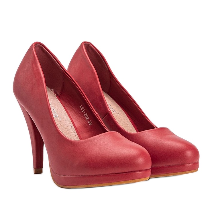 Czerwone czółenka z eko-skóry na platformie Liana 1