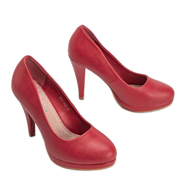 Czerwone czółenka z eko-skóry na platformie Liana 2