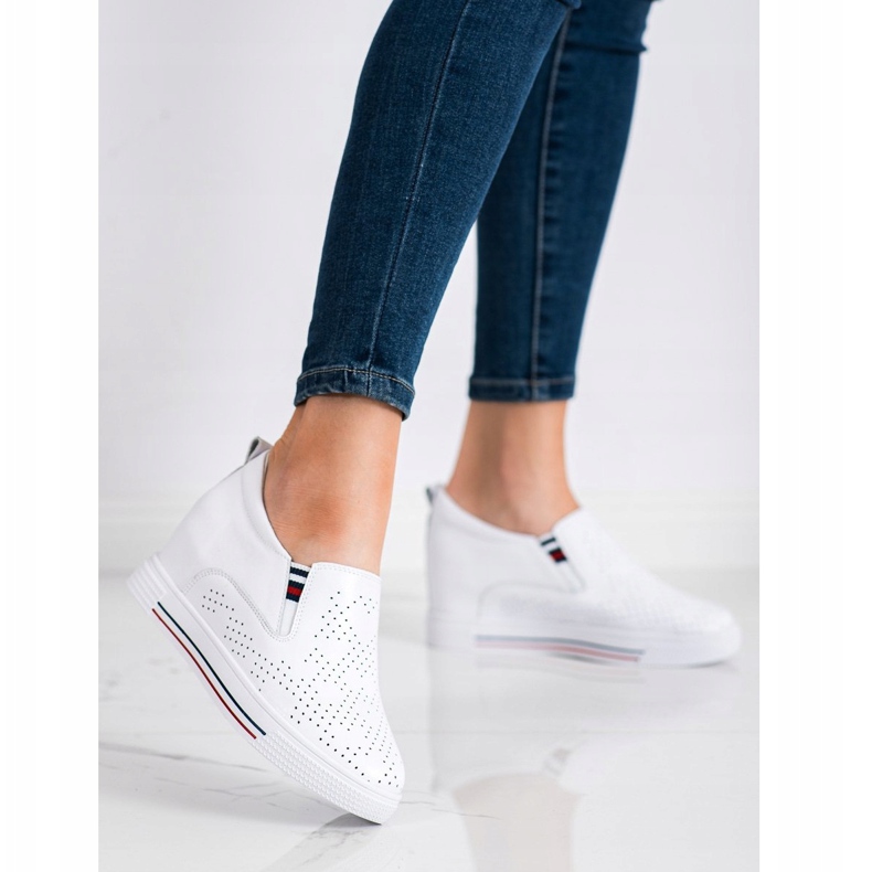 Filippo Skórzane Obuwie Na Koturnie białe 1