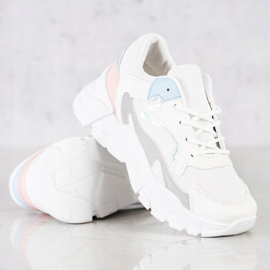 SHELOVET Stylowe Sneakersy Na Platformie białe niebieskie różowe szare 3