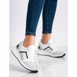 Goodin Biało-srebrne Sneakersy Ze Skóry białe czarne srebrny szare 1