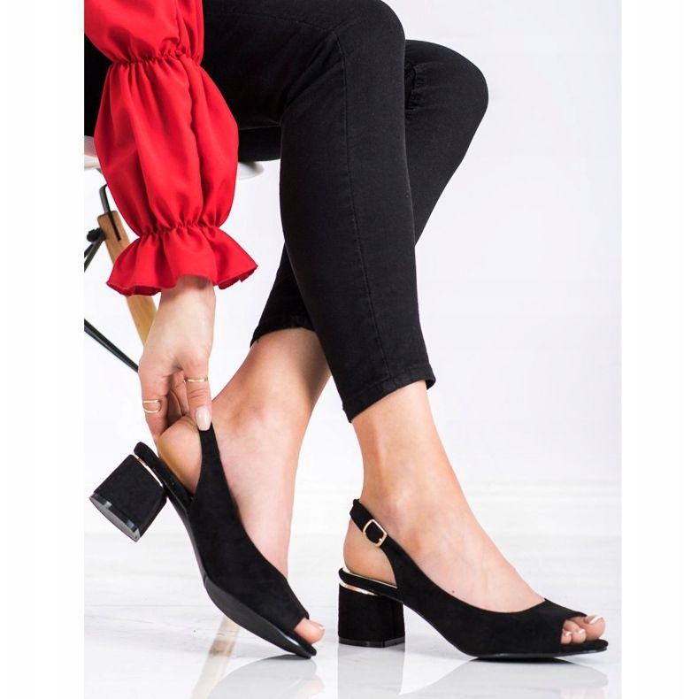 Goodin Casualowe Sandałki Na Słupku czarne 2