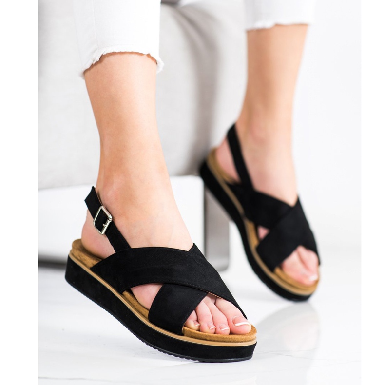 Goodin Czarne Sandały Na Platformie 2