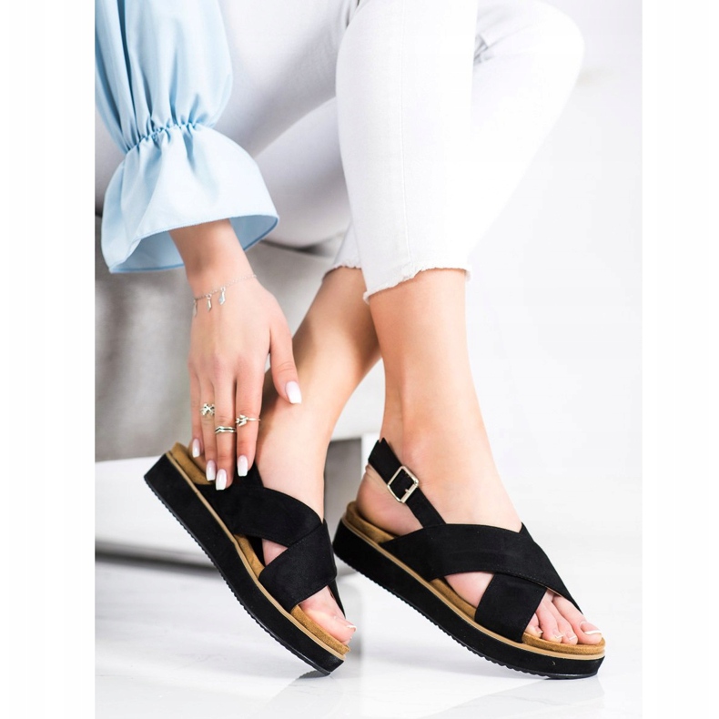 Goodin Czarne Sandały Na Platformie 1