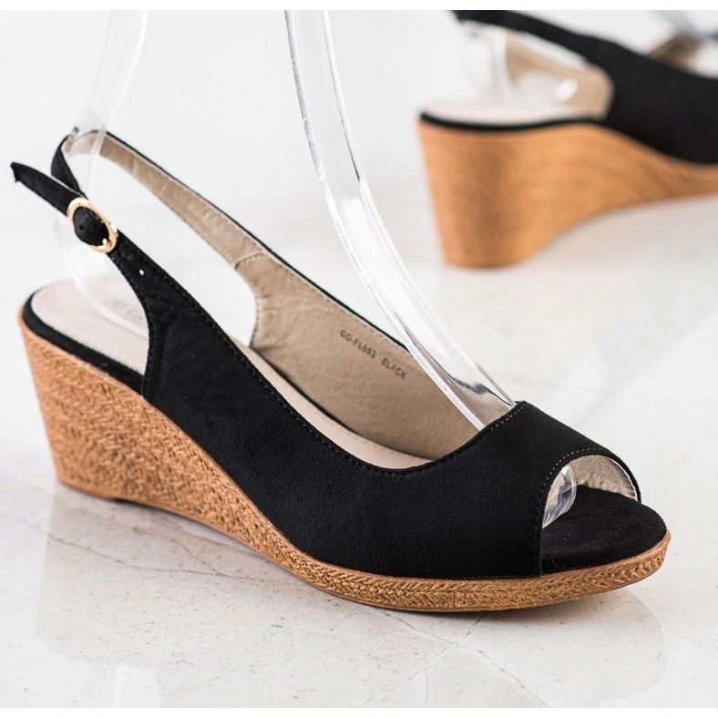 Goodin Casualowe Sandałki Na Koturnie czarne 2