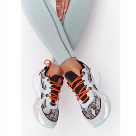 Damskie Sportowe Buty Memory Foam Big Star HH274324 Szaro-Zielone pomarańczowe 2