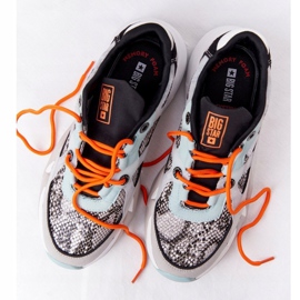 Damskie Sportowe Buty Memory Foam Big Star HH274324 Szaro-Zielone pomarańczowe 1