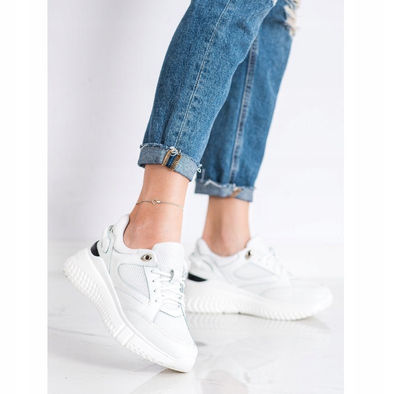 Weide Białe Sneakersy Z Brokatem 1