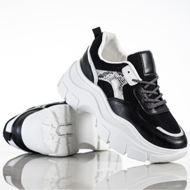 SHELOVET Stylowe Sneakersy Z Brokatem czarne 3