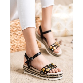 SHELOVET Sandałki Na Platformie czarne 1