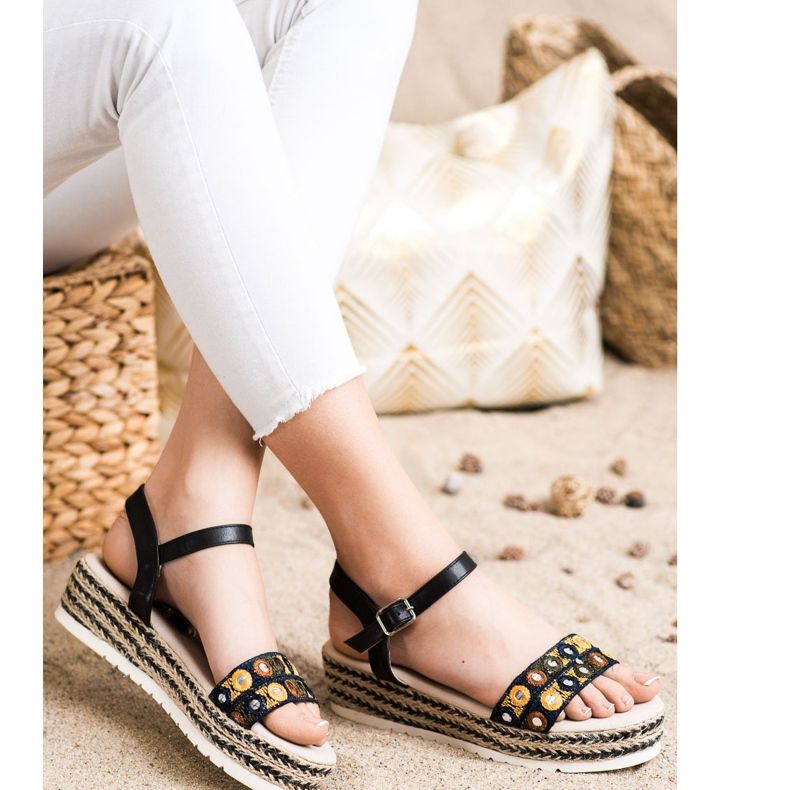 SHELOVET Sandałki Na Platformie czarne 2