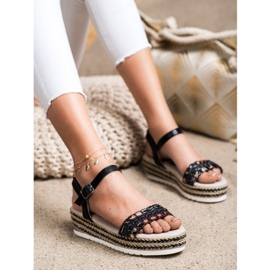 SHELOVET Sandałki Na Platformie czarne 1