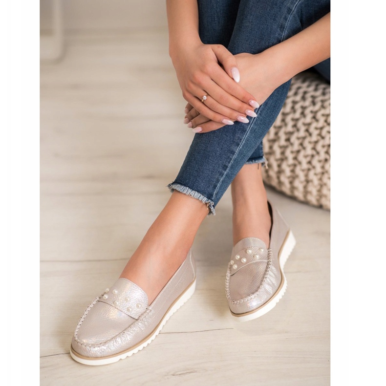 Sergio Leone Mokasyny Z Perełkami złoty 1