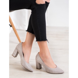 W. Potocki Czółenka Z Brokatem szare 2