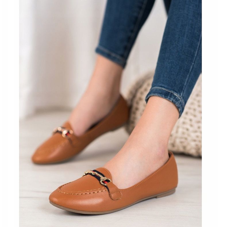 Clowse Modne Lordsy Z Eko Skóry brązowe 1