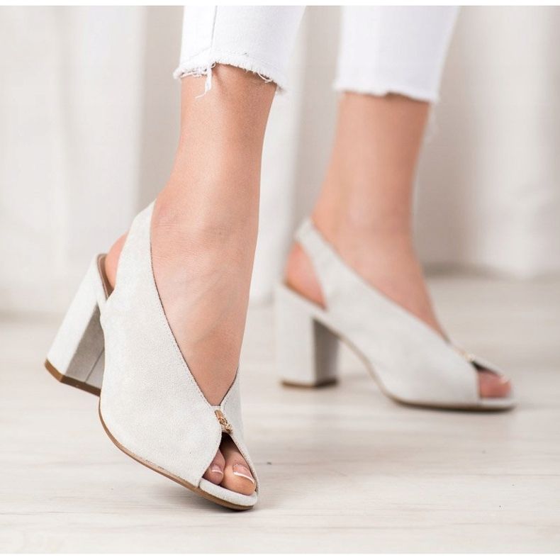 Eleganckie Buty Na Słupku VINCEZA srebrny 2