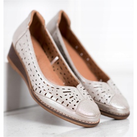 Czółenka na koturnie Vinceza srebrny szare 1