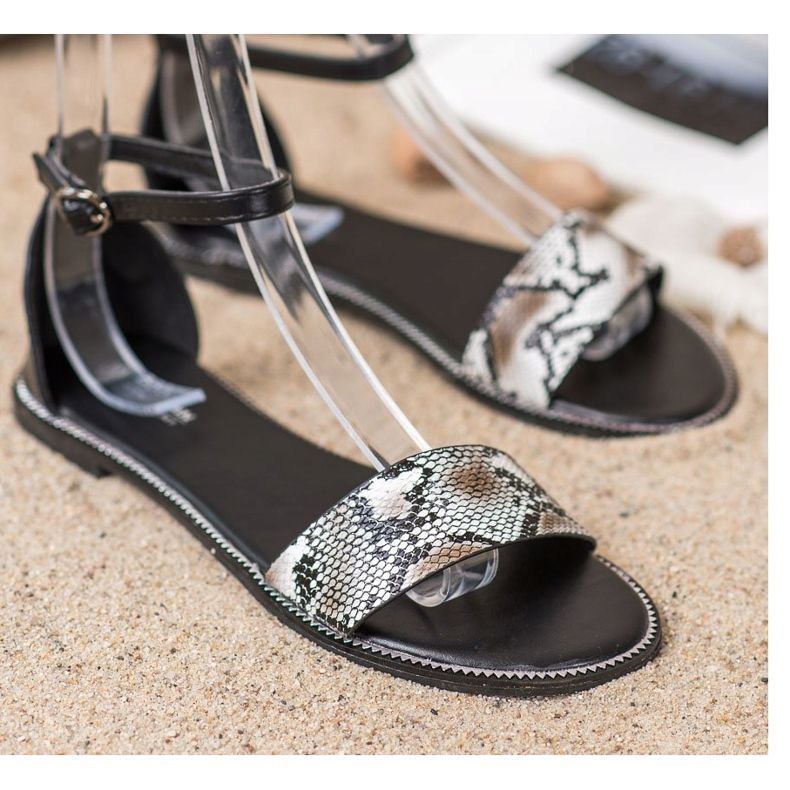 Goodin Płaskie Sandały Snake Print czarne 1