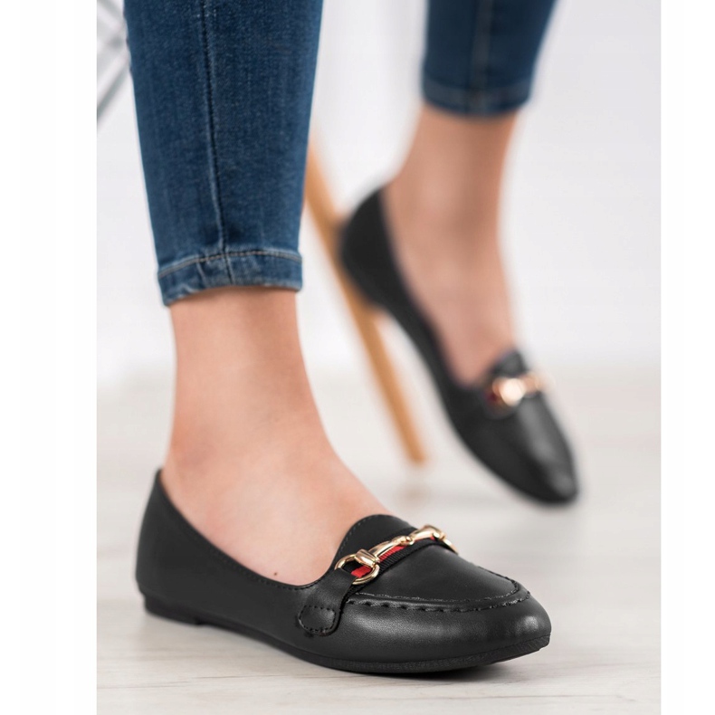 Clowse Modne Lordsy Z Eko Skóry czarne 2