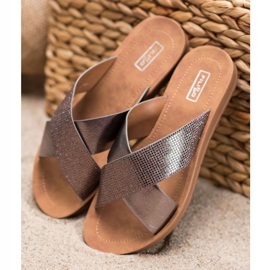 Filippo Błyszczące Klapki Z Eko Skóry szare 1