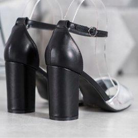 Small Swan Klasyczne Sandały Na Słupku czarne szare 1