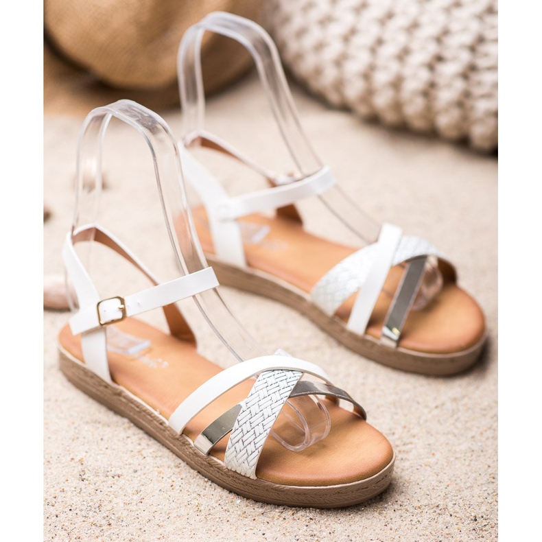 Weide Stylowe Sandały Z Eko Skóry białe szare 1