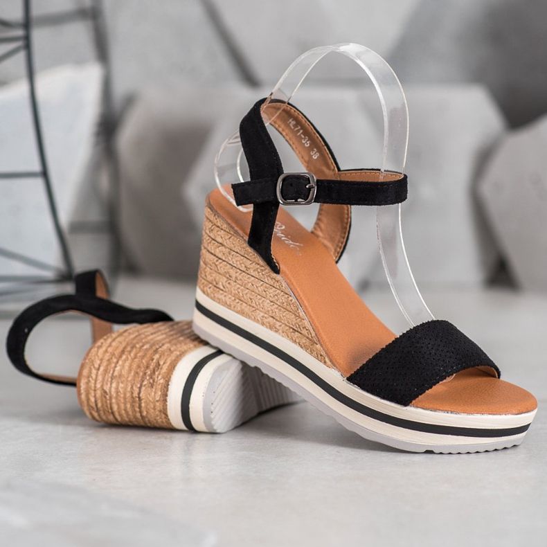 Weide Modne Koturny Z Zamszu czarne 1