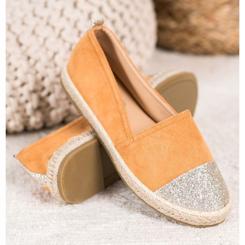 Seastar Espadryle Z Brokatem pomarańczowe żółte 2