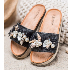 Seastar Stylowe Klapki Z Siateczką czarne 1