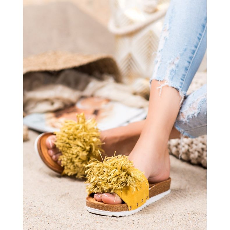 SHELOVET Stylowe żółte klapki 1