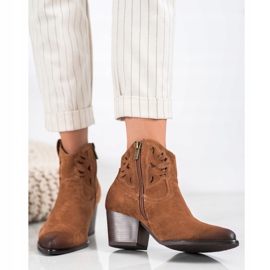 Ażurowe Kowbojki VINCEZA brązowe 2