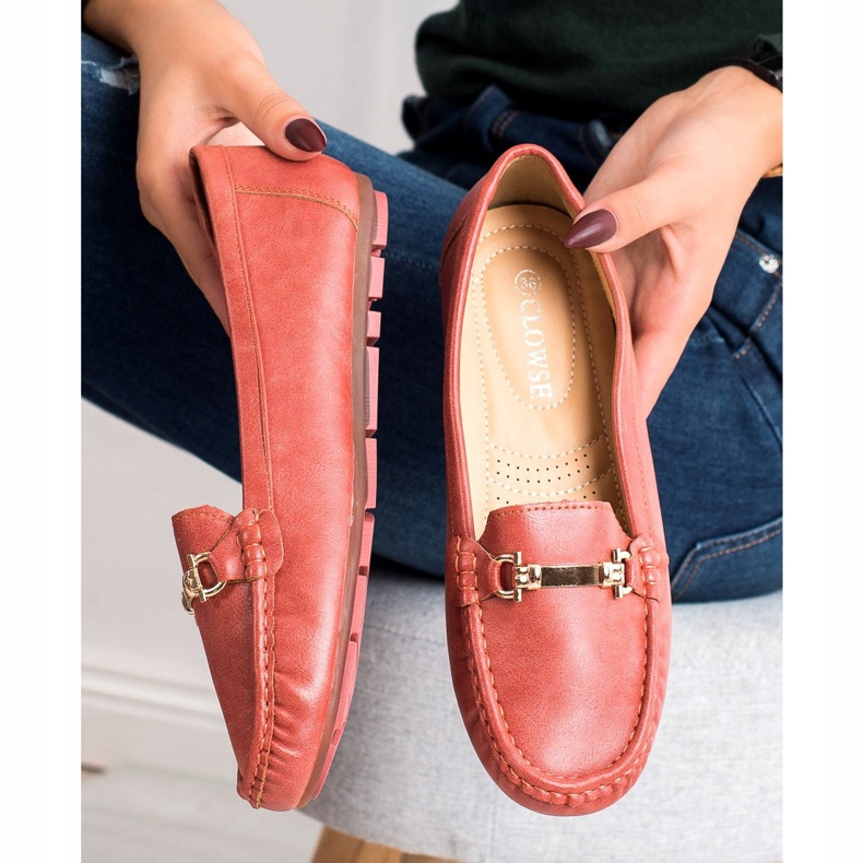 Clowse Czerwone Mokasyny Z Ozdobą 1