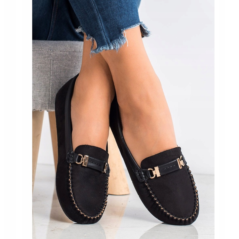 Fama Zamszowe Mokasyny czarne 1