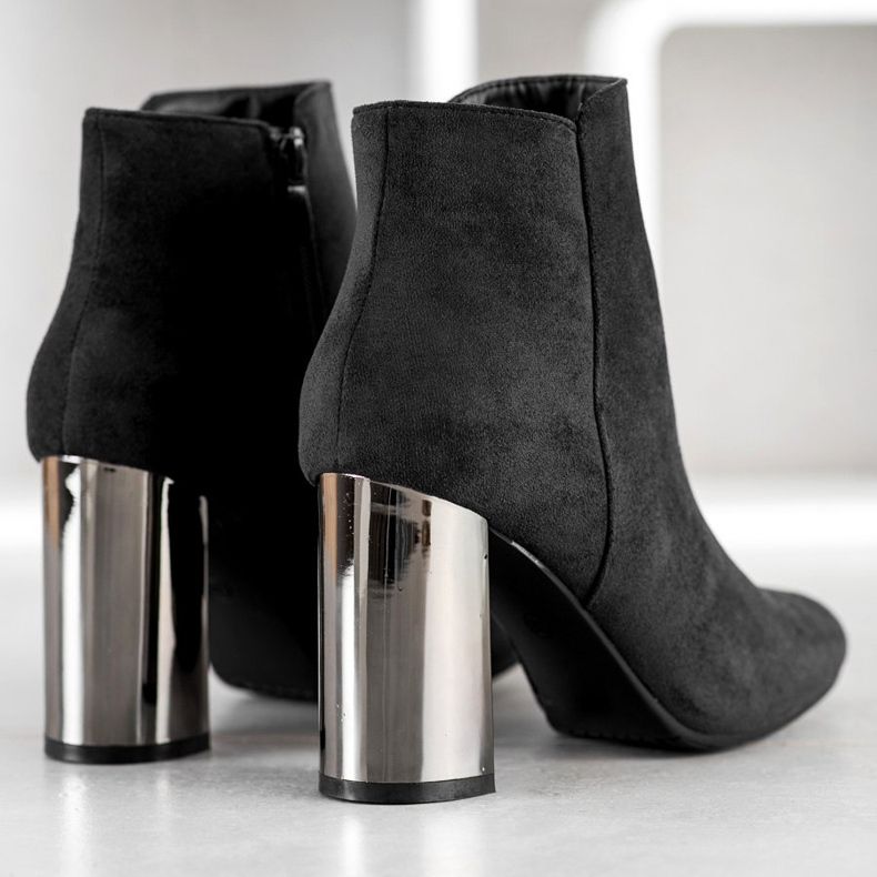 Janessa Botki Ze Srebrnym Obcasem czarne 1