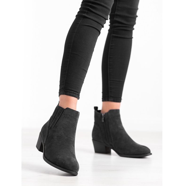 Camo Ciepłe Botki Z Zamszu czarne 2