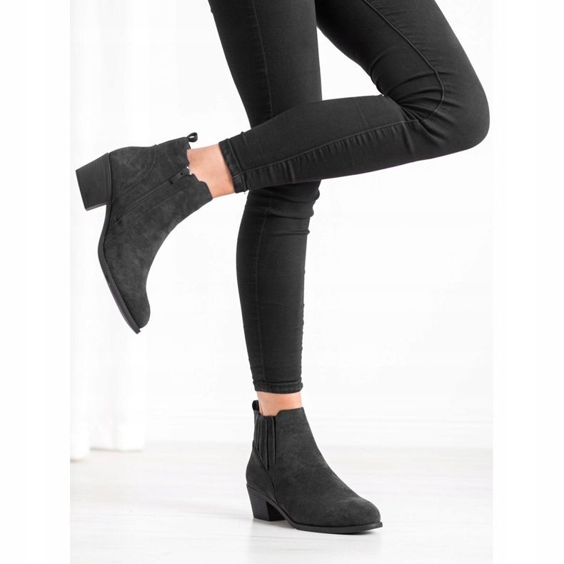 Camo Ciepłe Botki Z Zamszu czarne 1